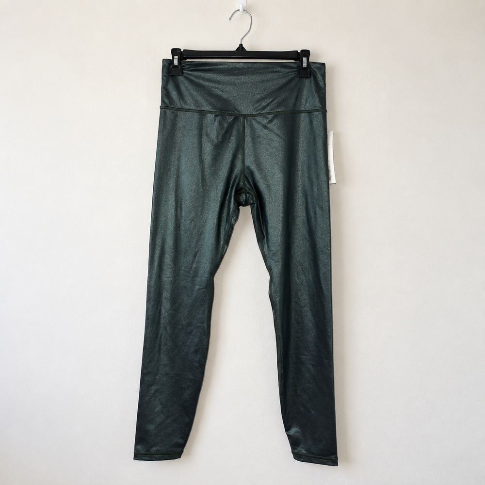 Athleta Elation Ultra High Rise Tight M Forest Night Green Shimmer 25 Inseam NEW